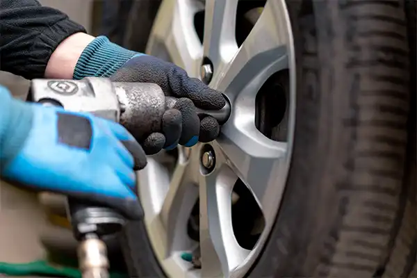 tire rotation up close
