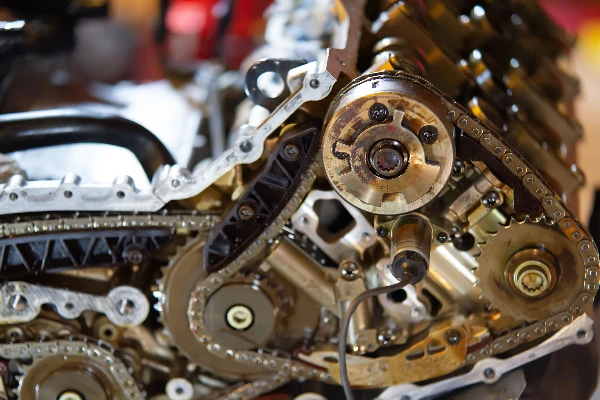 engine timing chain up close
